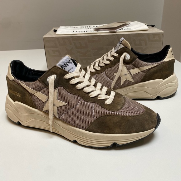 Golden Goose Men’s Running Sole Sneaker in Olive Green/Cream sz 45 New in Box - Picture 8 of 11
